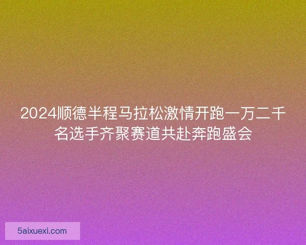 2024顺德半程马拉松激情开跑一万二千名选手齐聚赛道共赴奔跑盛会
