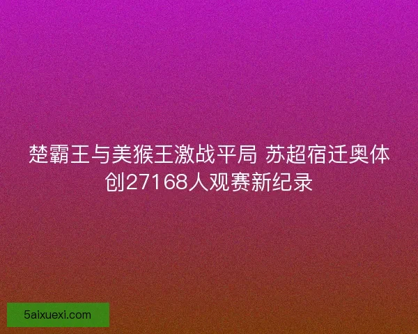 楚霸王与美猴王激战平局 苏超宿迁奥体创27168人观赛新纪录