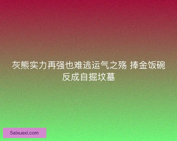 灰熊实力再强也难逃运气之殇 捧金饭碗反成自掘坟墓